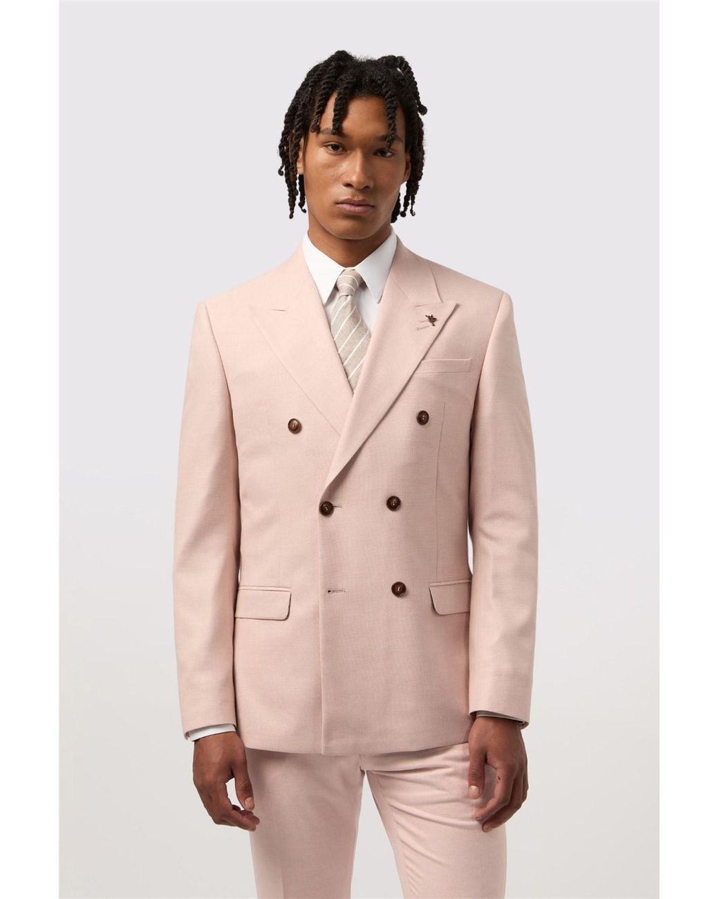 Antique Rogue Pink Double Breasted Long Sleeve Six Button Slim Fit Suit Jacket for men