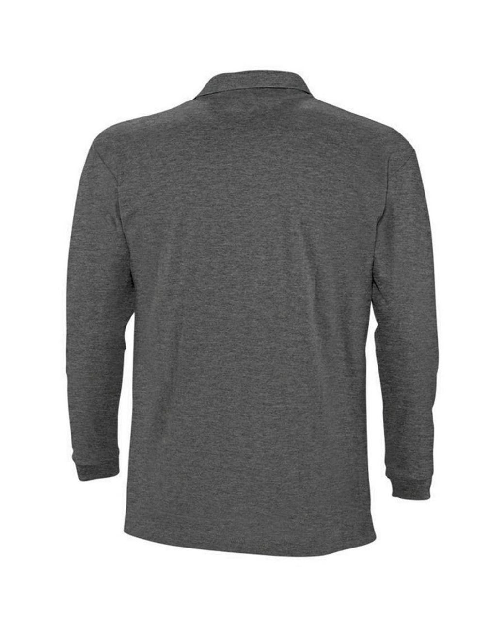 Sol's Gray Winter Ii Long Sleeve Pique Cotton Polo Shirt Marl) for men