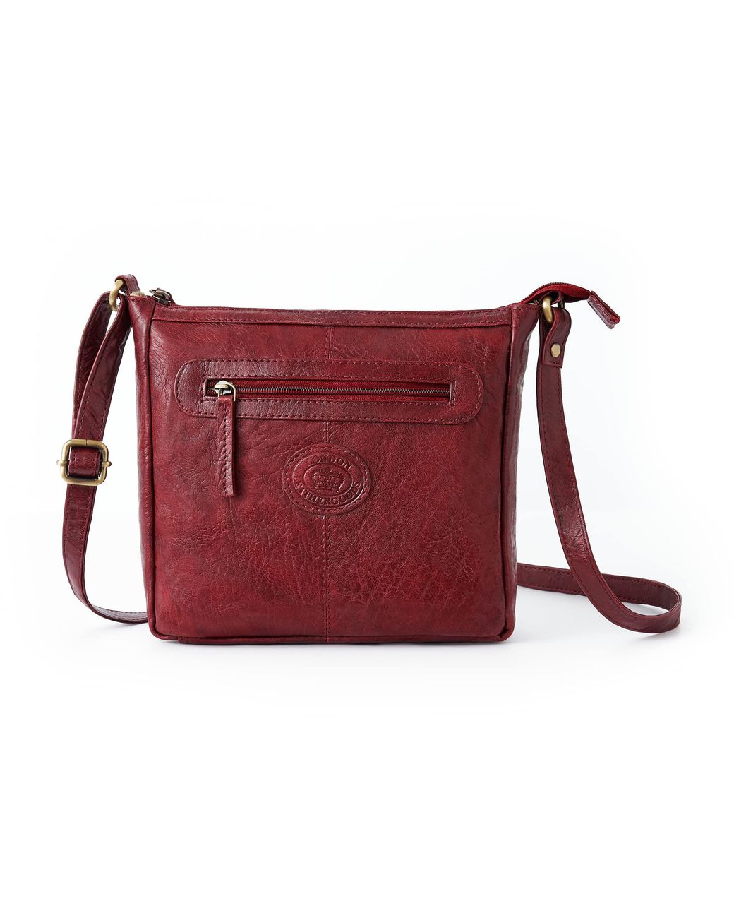 Woodland Leathers Red Genuine Leather Crossbody Bag