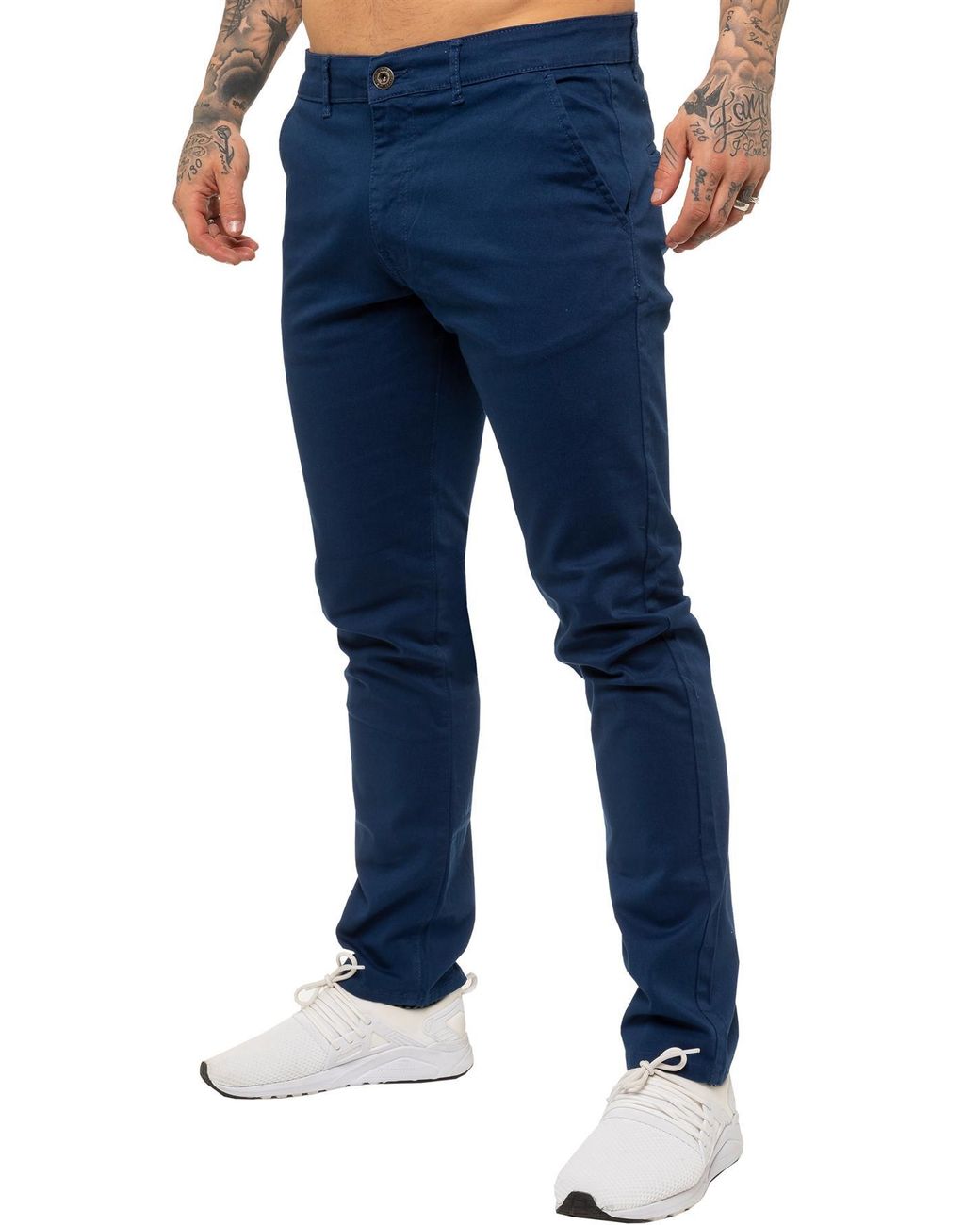 Enzo Blue Slim Fit Stretch Chinos for men