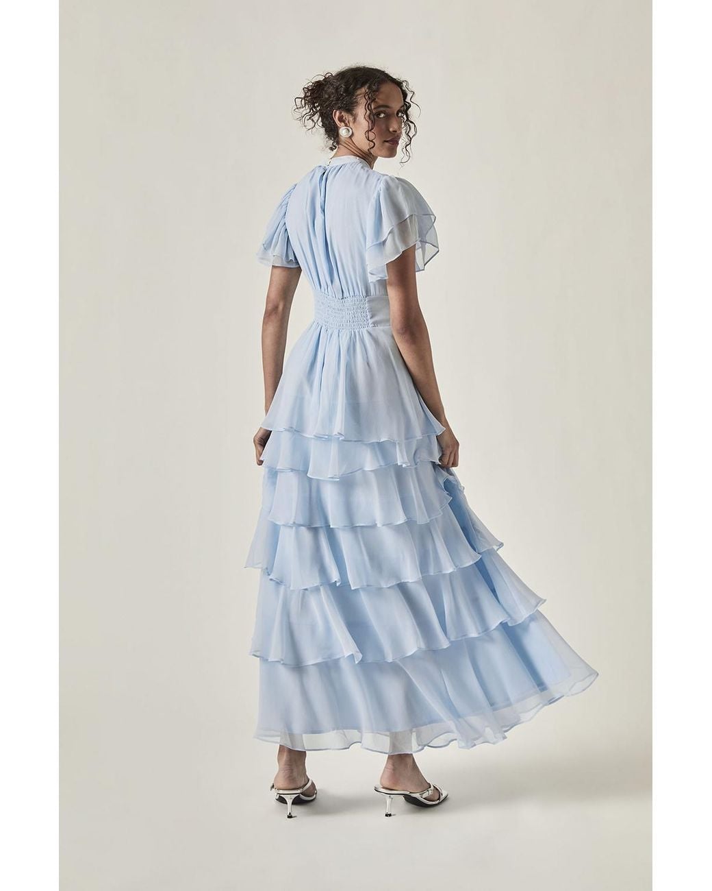 James Lakeland Blue Tiered Ruffle Midi Dress