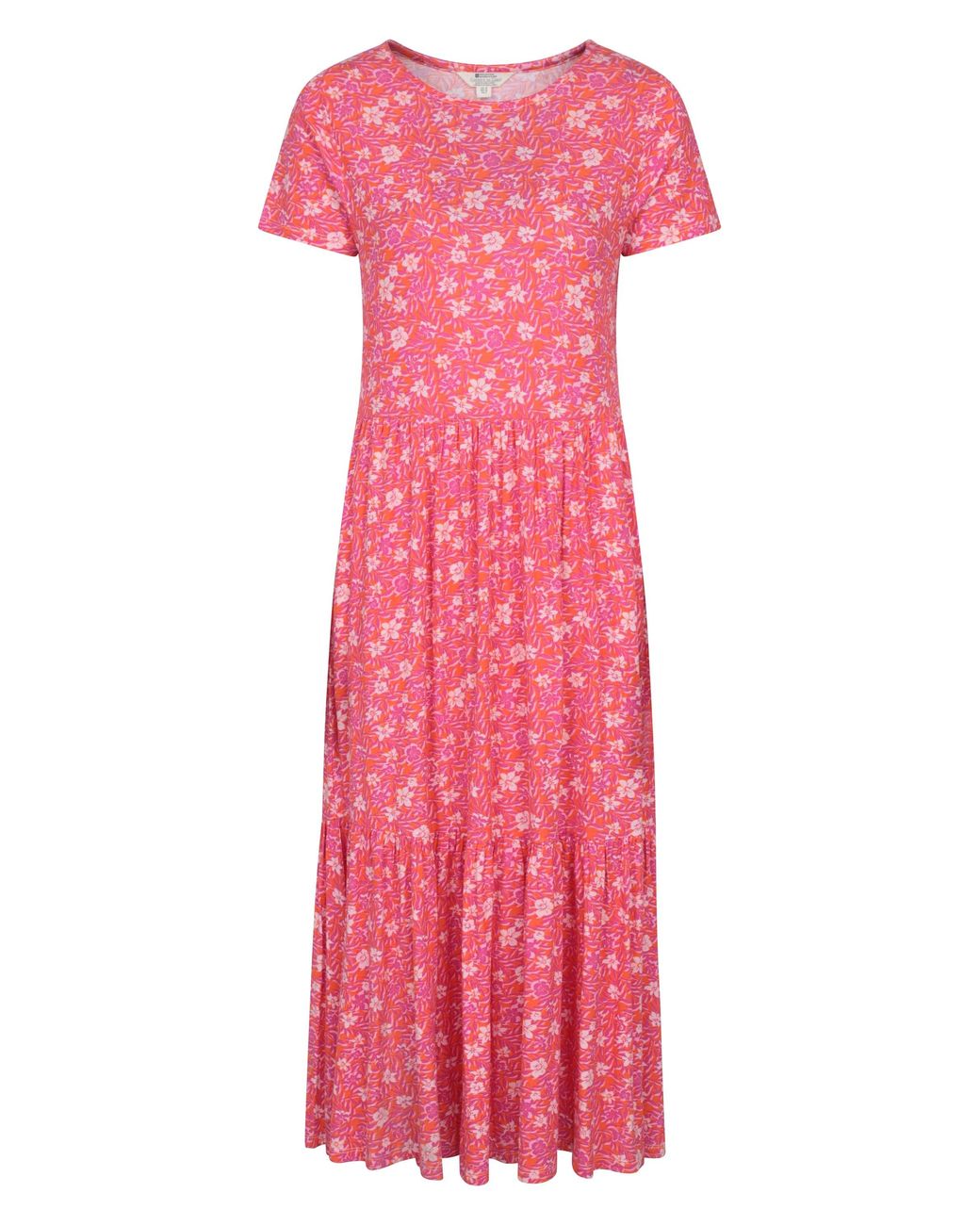 Mountain Warehouse Pink 'Sardinia' Tiered Dress Casual Lightweight Short Sleeve Ladies Outfit Viscose