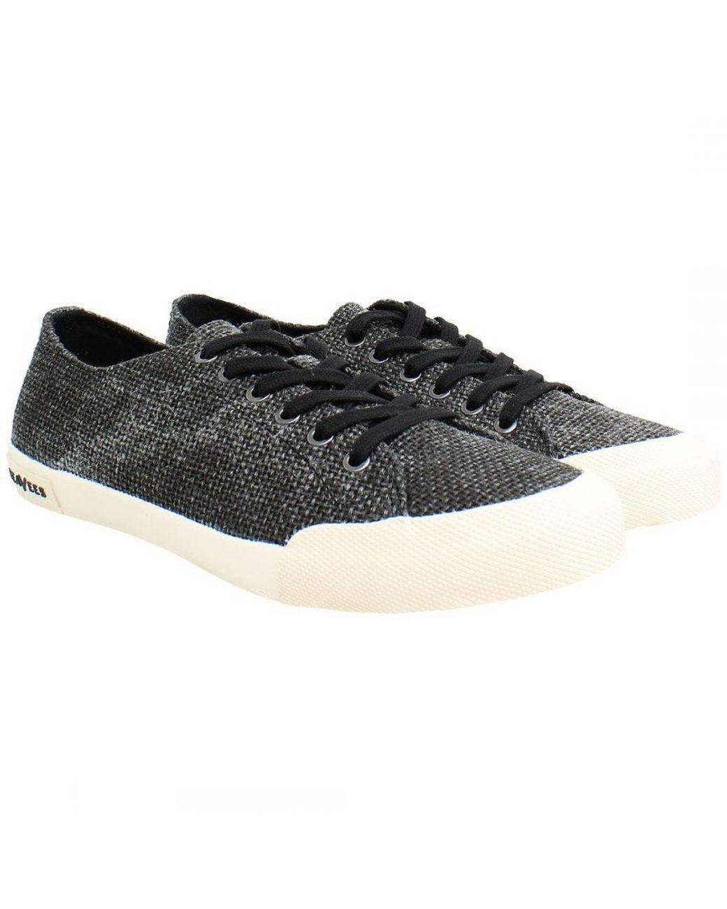 Seavees Black Monterey Raffia Plimsolls