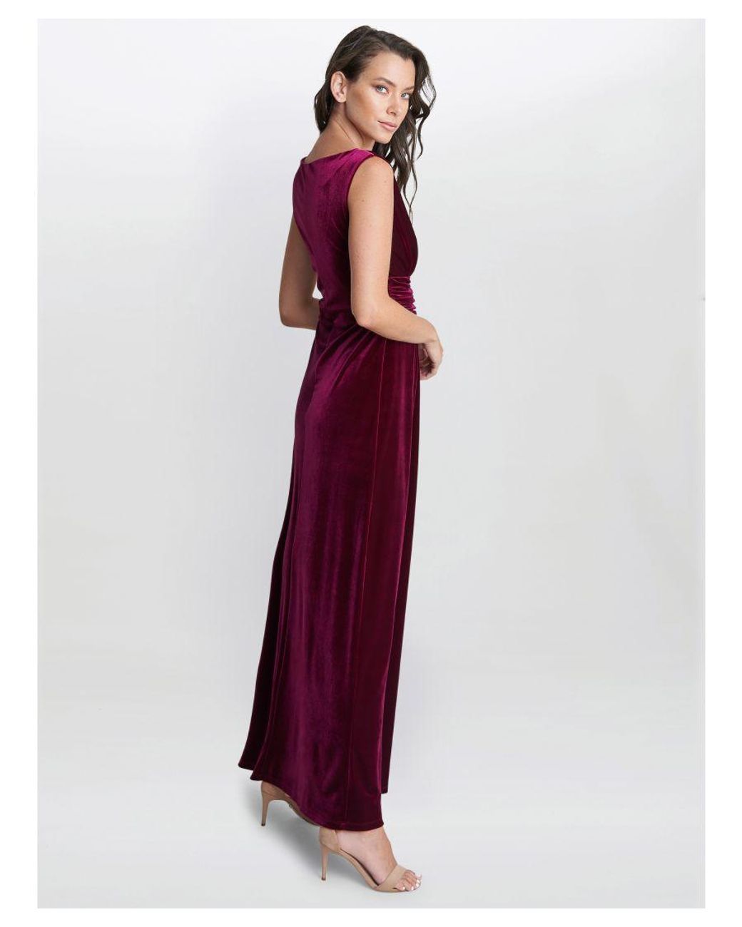 Gina Bacconi Red Patricia Sleeveless Velvet Maxi Dress