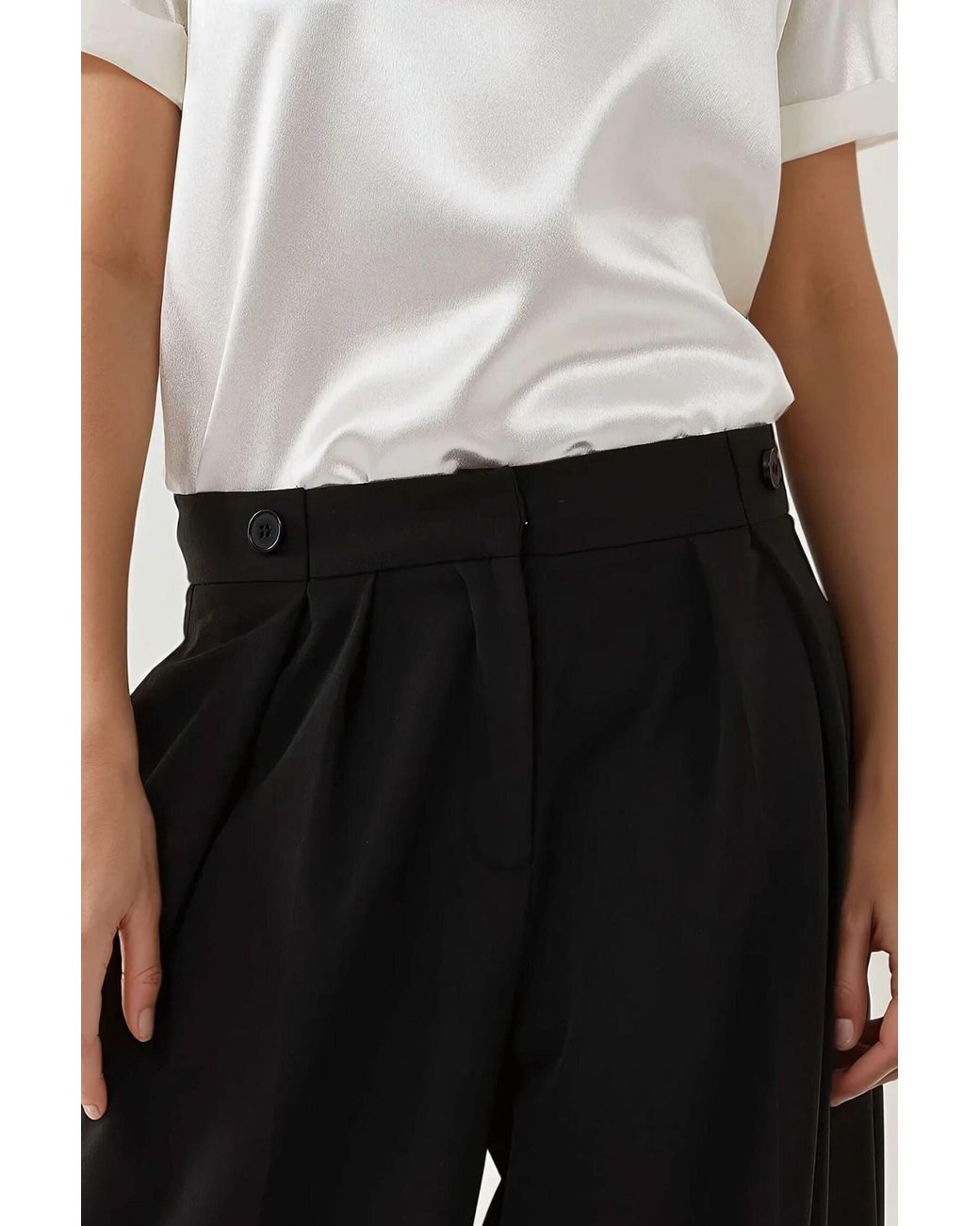 Hiccup Black High Waist Pleated Palazzo Pants