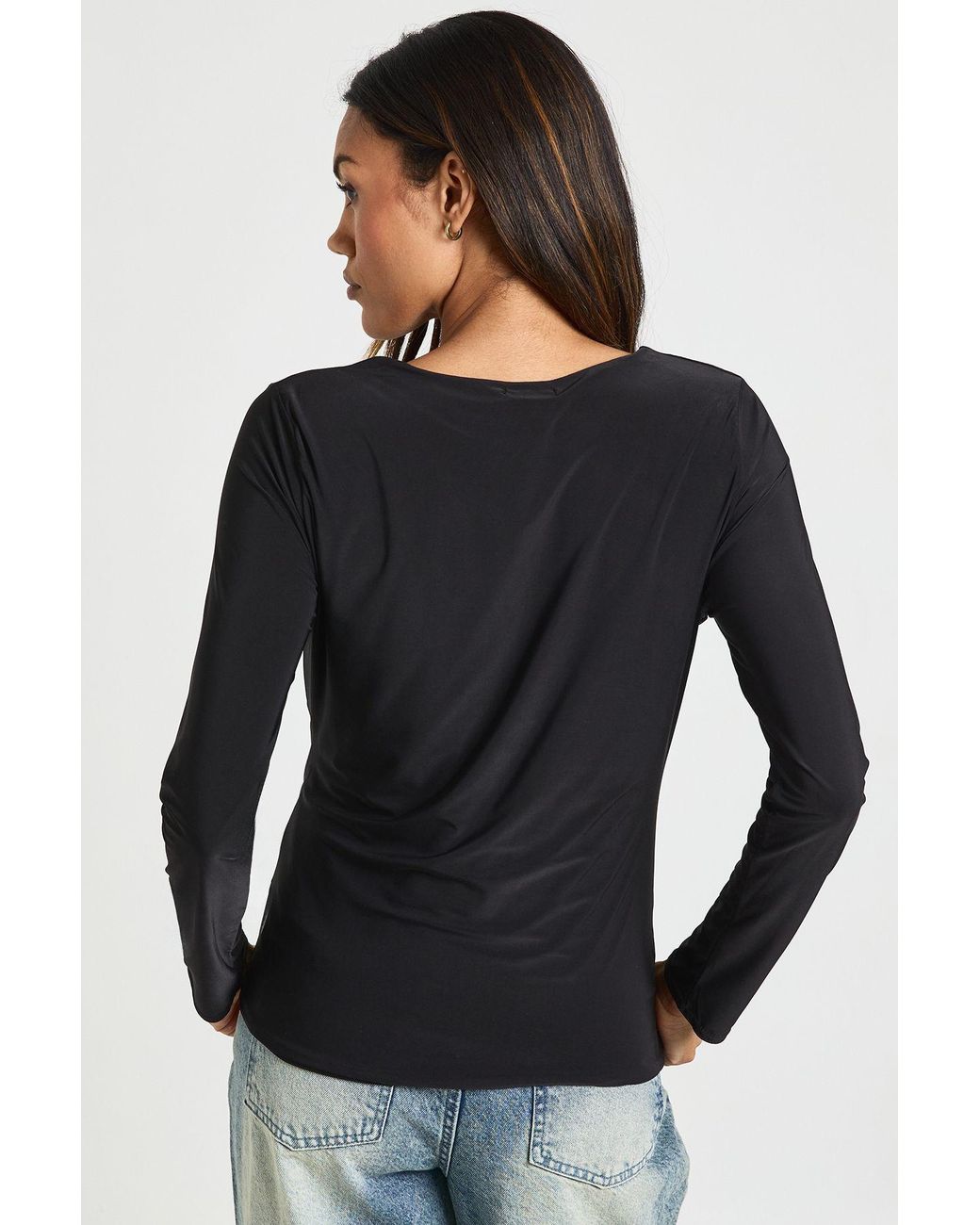 Boohoo Black Maternity Double Layer Slinky Long Sleeve T-Shirt
