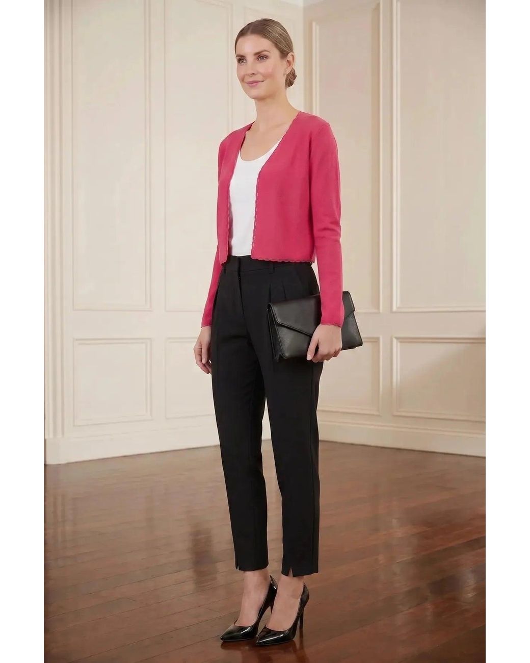 East Pink Linen Boxy Cropped Cardigan