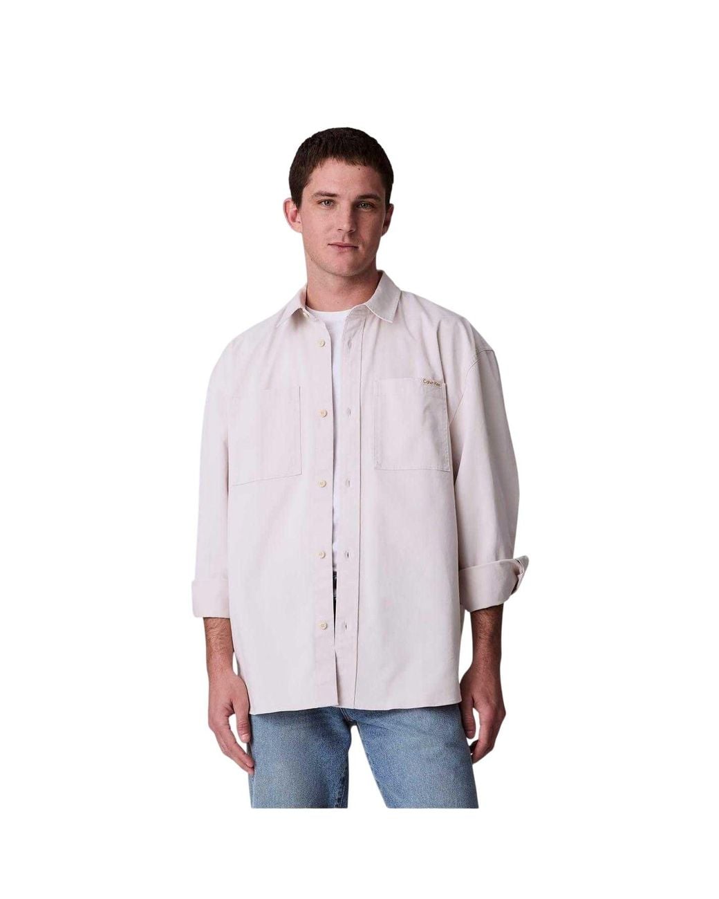 Calvin Klein Chambray Overhemd (Krijt) in het Blue voor heren