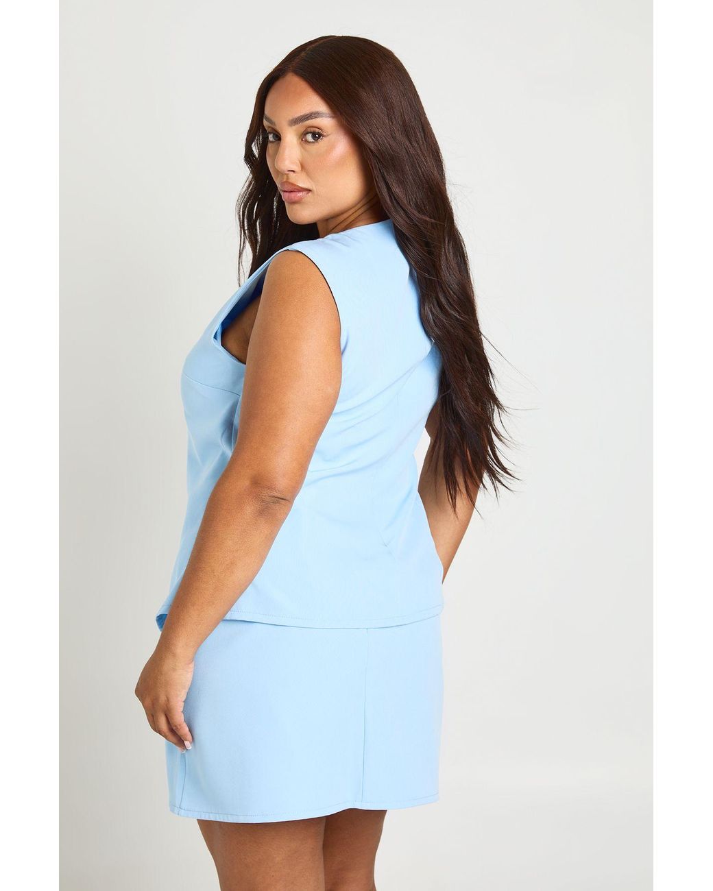 Boohoo Blue Plus Tailored Mini Skirt