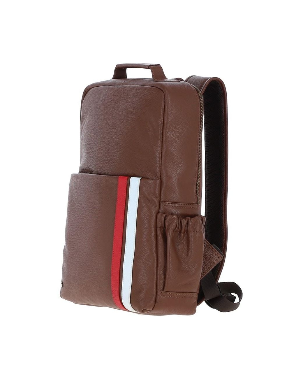 Gabicci Brown Real Leather Backpack With Striped Front Detail for men