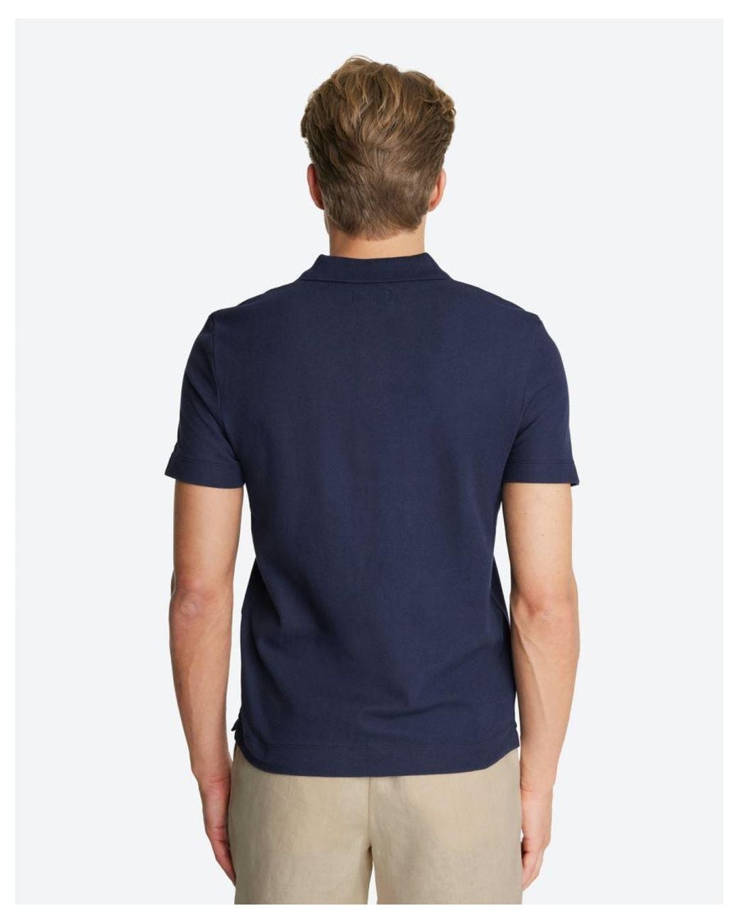 Secret Label Blue Cotton Pique Polo Shirt for men