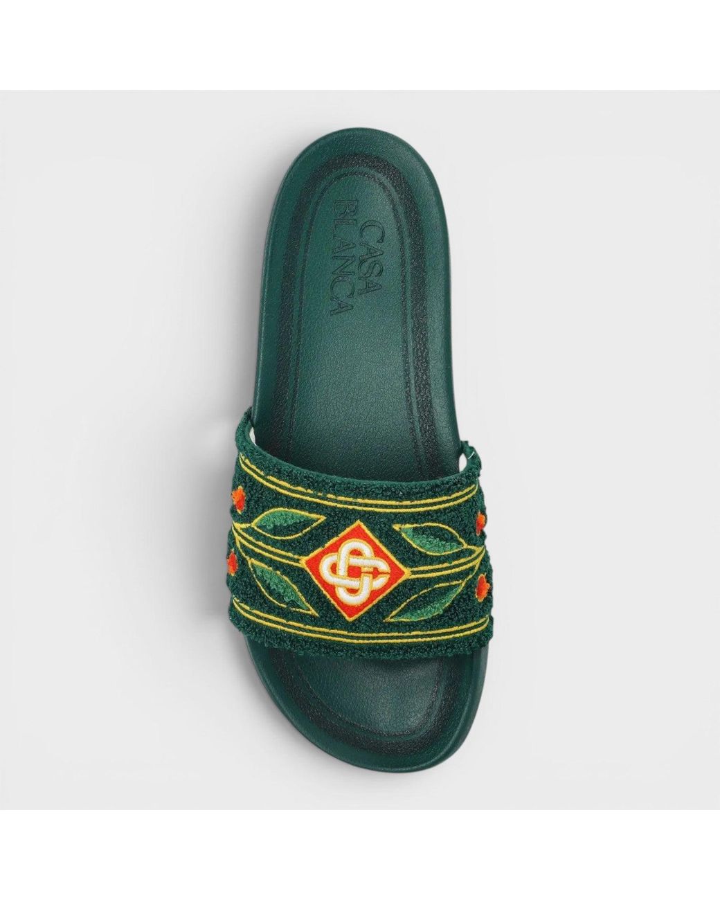 Casablanca Green Embroidered Terry Slider Uk8 Rubber for men