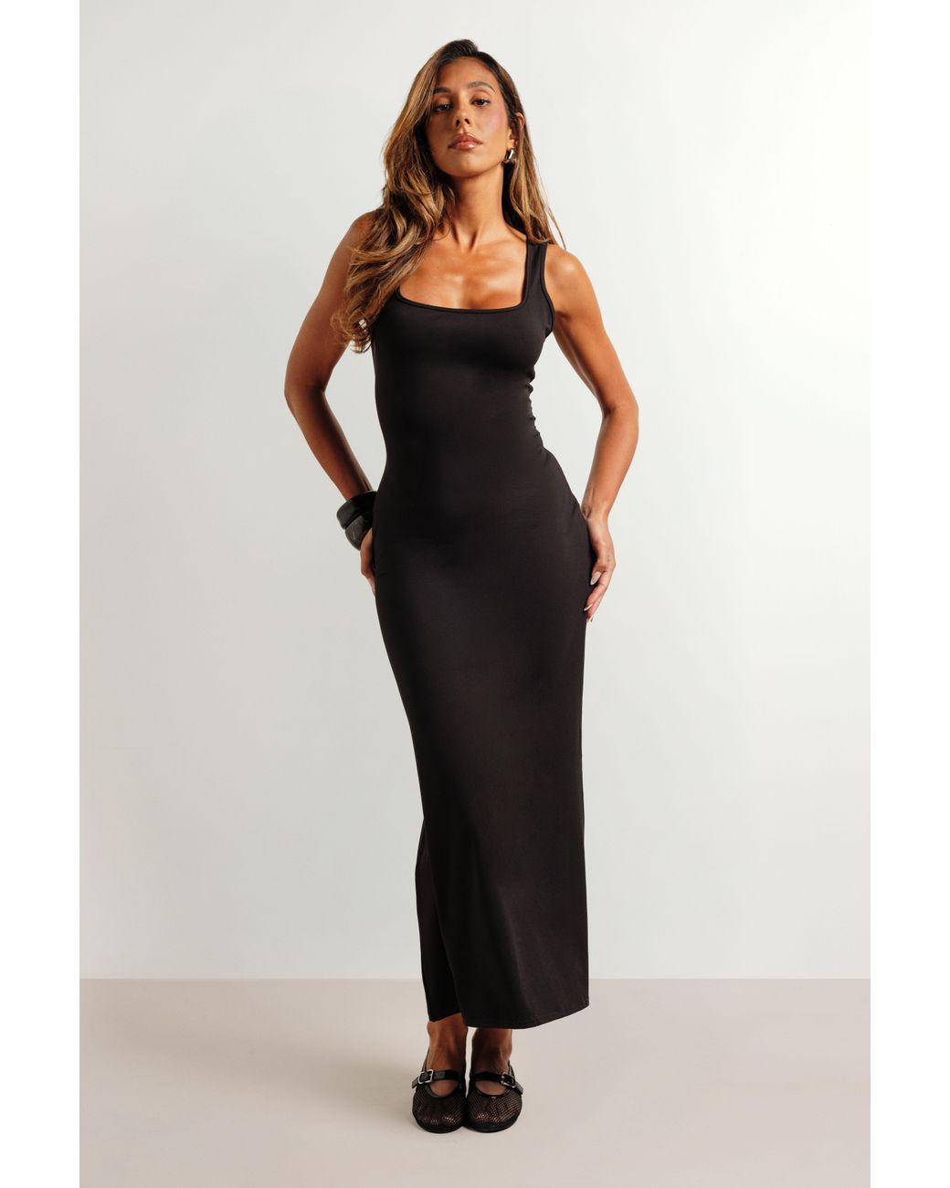 Boohoo Black Super Soft Midaxi Dress