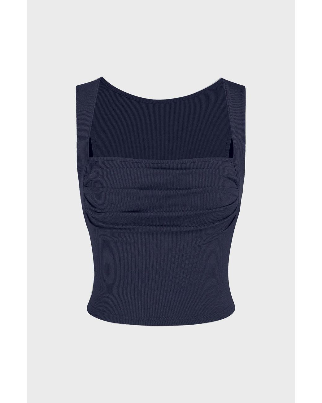 Hiccup Blue Ruched Square-Neck Blouse