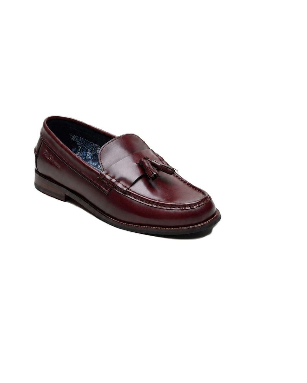 Ben Sherman Brown Sid Brush Off Leather Burgundy Tassel Loafers for men