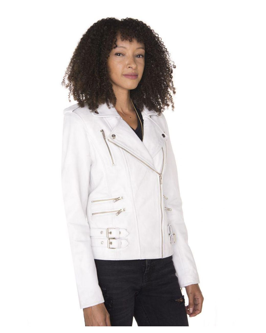 Infinity Leather White Vintage Brando Biker Jacket-Orlando