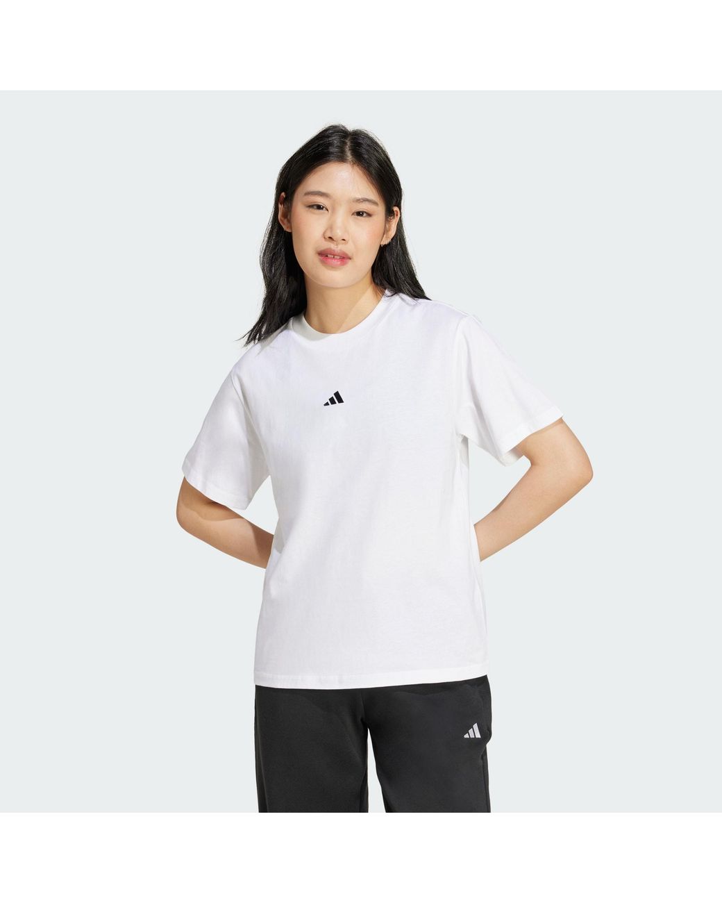 Adidas White Essentials Logo Cotton Tee