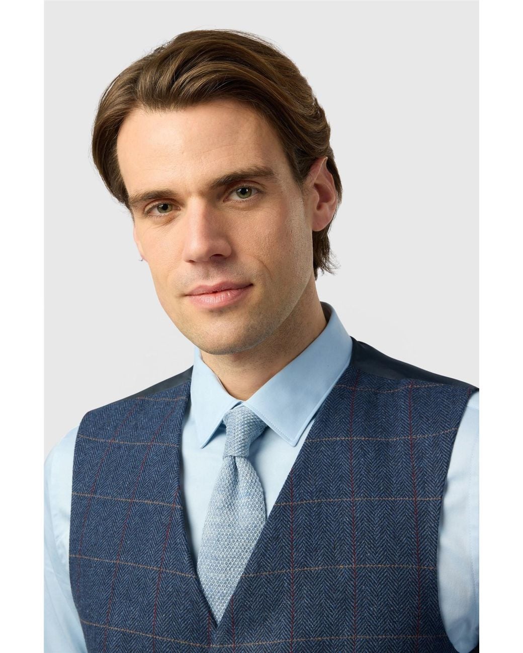 Antique Rogue Blue Single Breasted Five Button V-Neck Tailored Suit Waistcoat for men