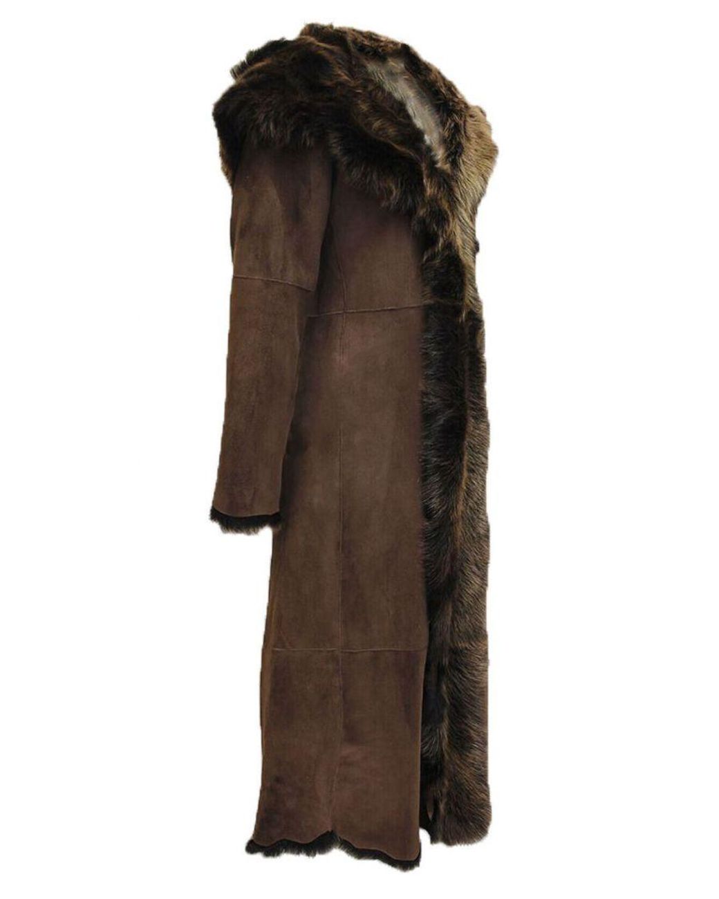 Infinity Leather Brown Suede Toscana Sheepskin Hooded Trench Coat-Rushden