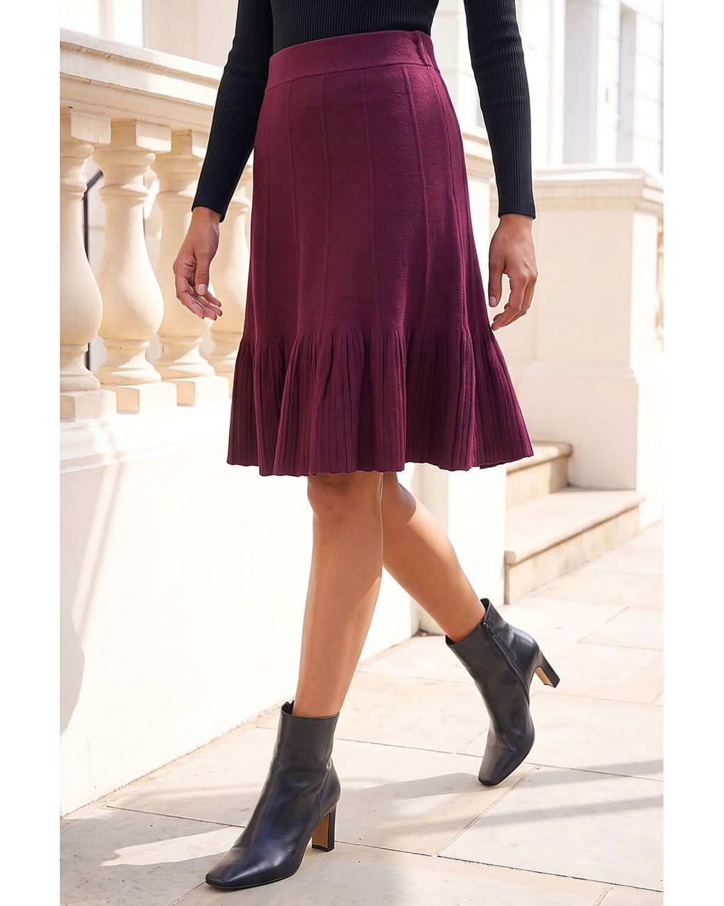 Roman Purple A-Line Knit Skater Skirt