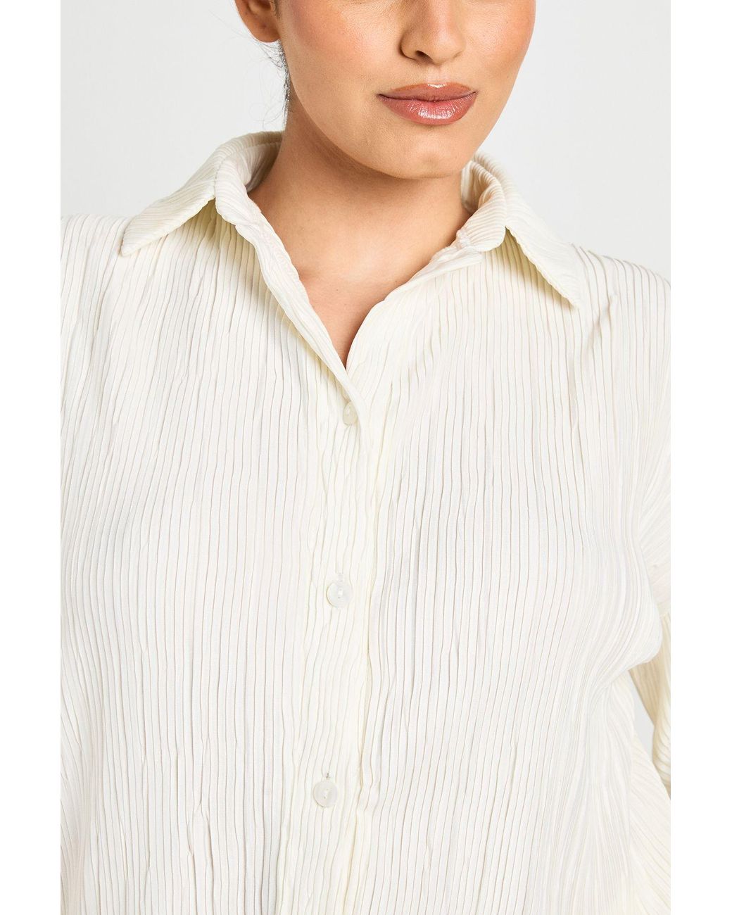 Boohoo White Plus Plisse Oversized Shirt