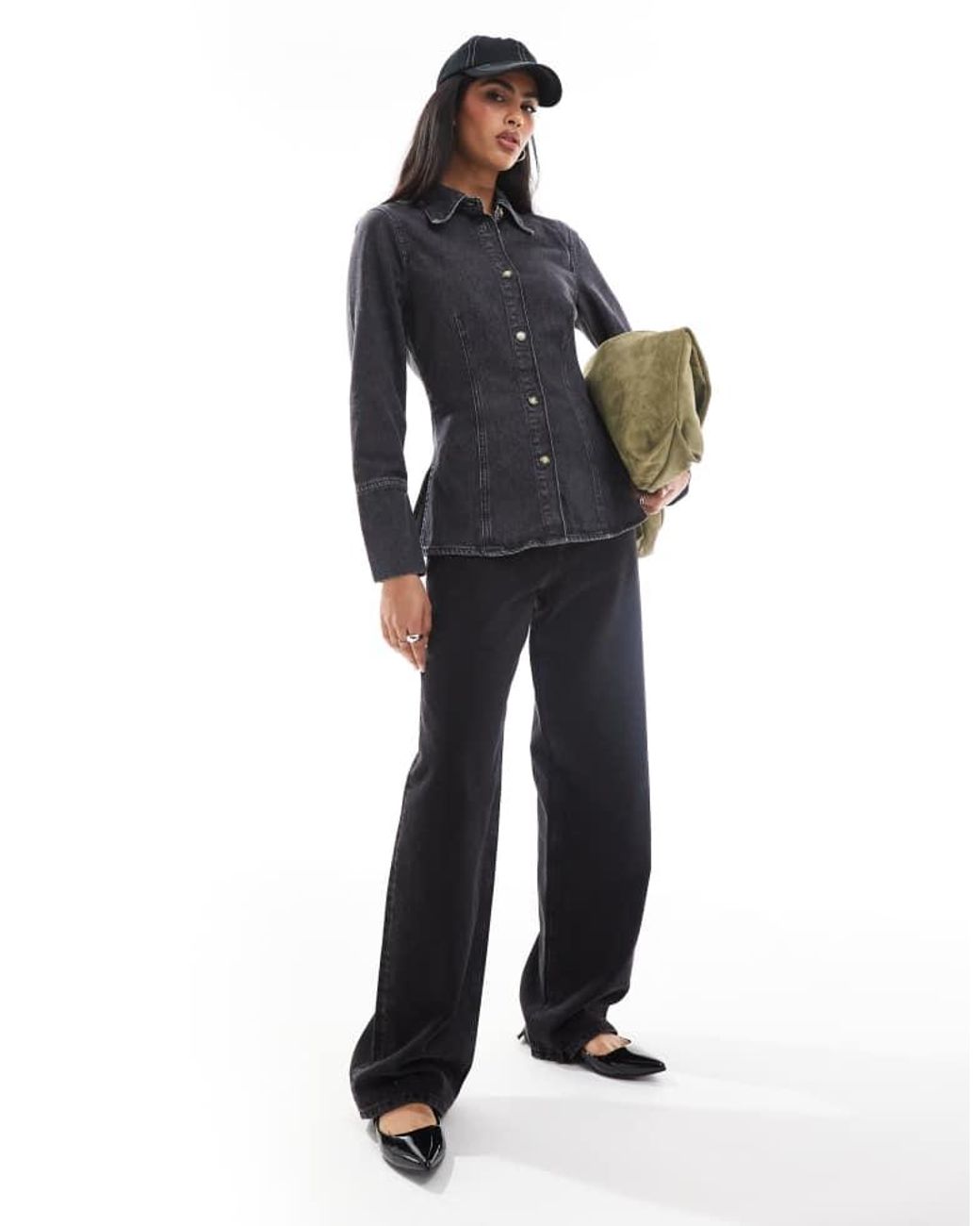 ONLY Black Fitted Denim Shirt