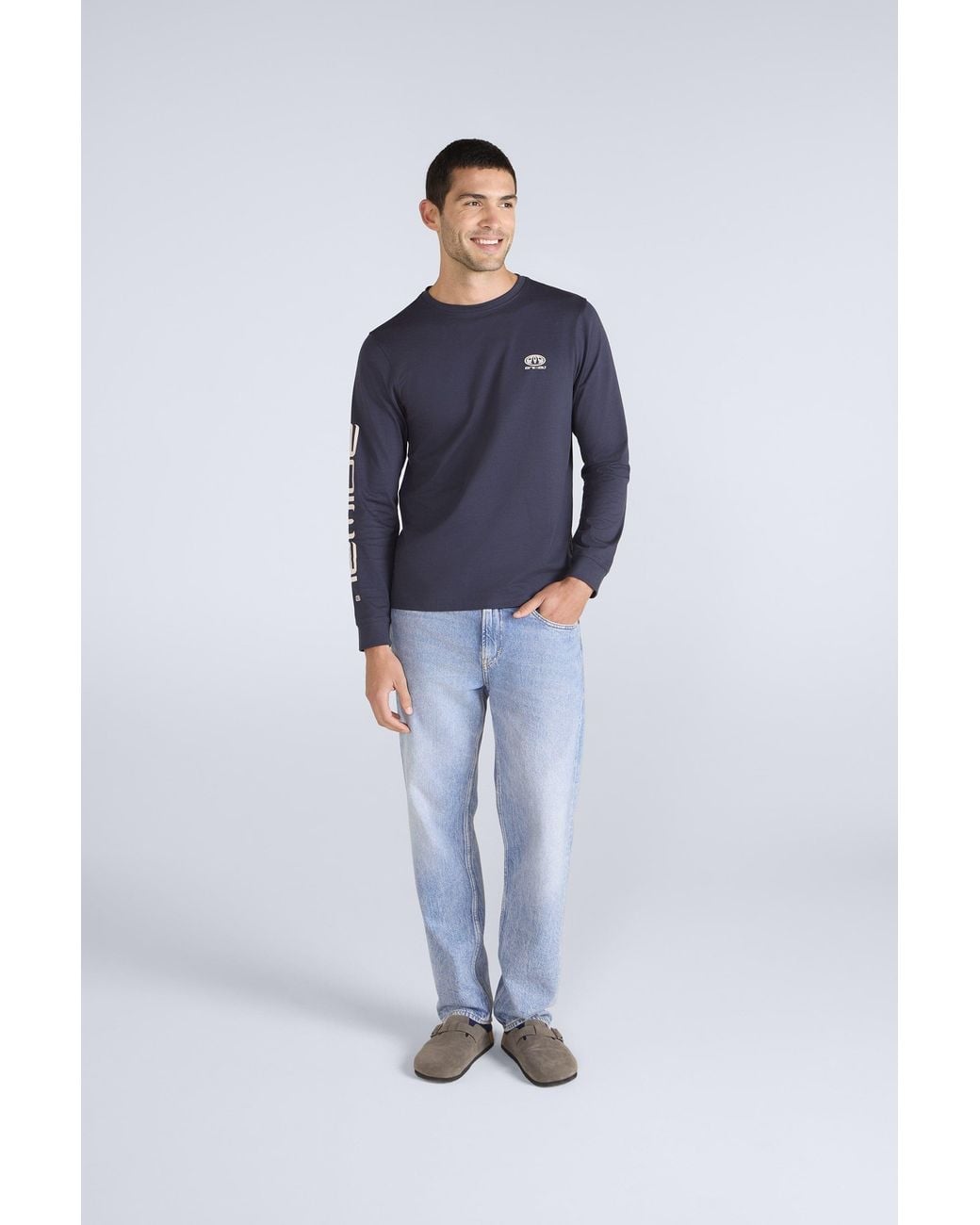 Mountain Warehouse Blue 'Tommy' T-Shirt Cotton Round Rib Neck Everyday Casual Tee for men