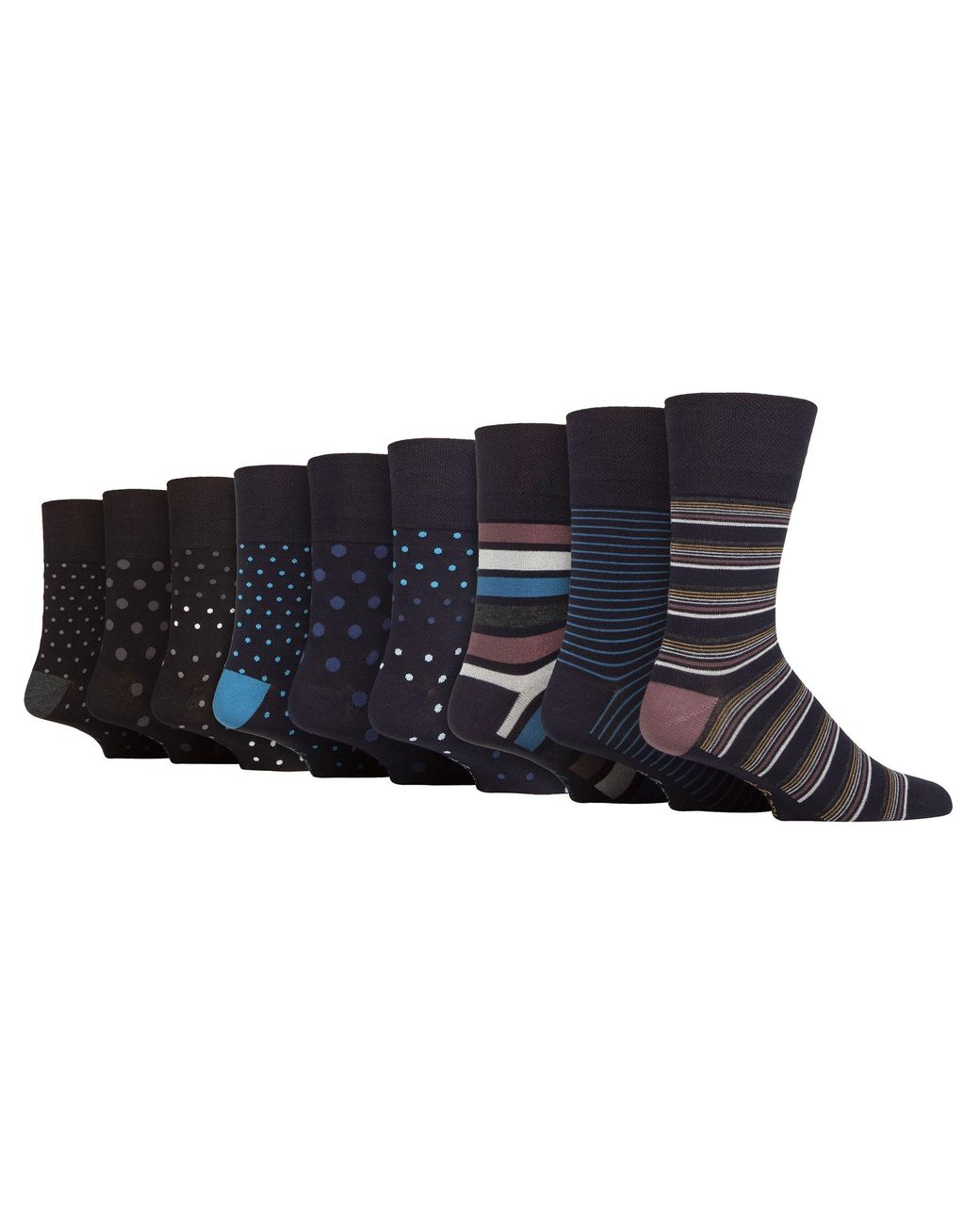 Gentle Grip Black 9 Pack Bamboo Socks for men