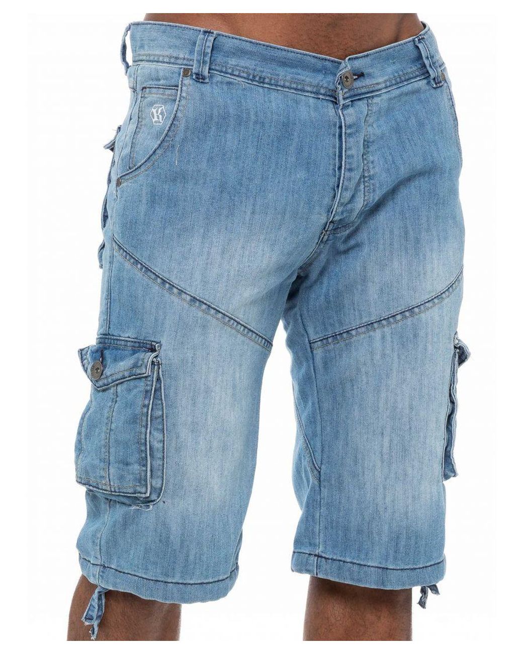 Kruze By Enzo Blue Cargo Combat Shorts for men