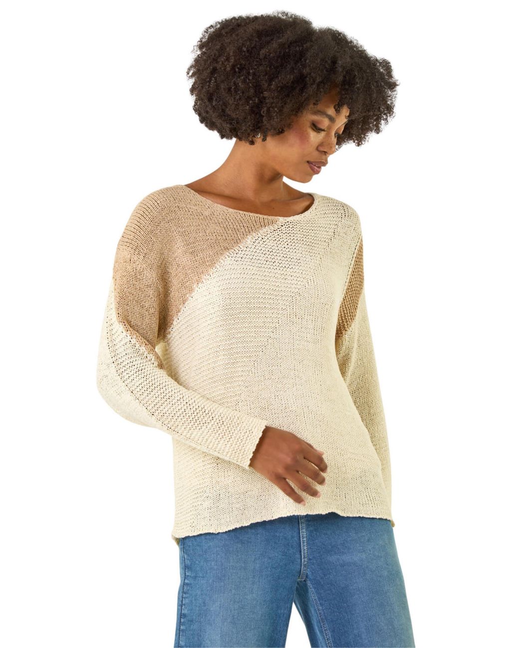 Roman Natural Colour Block Knit Jumper