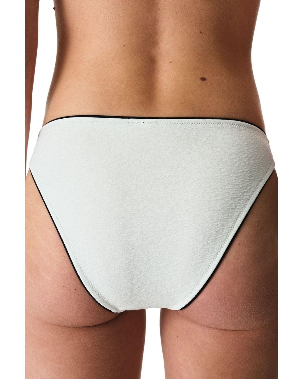 Penti White Nadia Textured Mid Waist Bikini Bottom