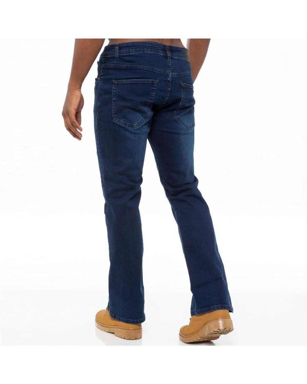 Enzo Blue Bootcut Stretch Denim Jeans for men