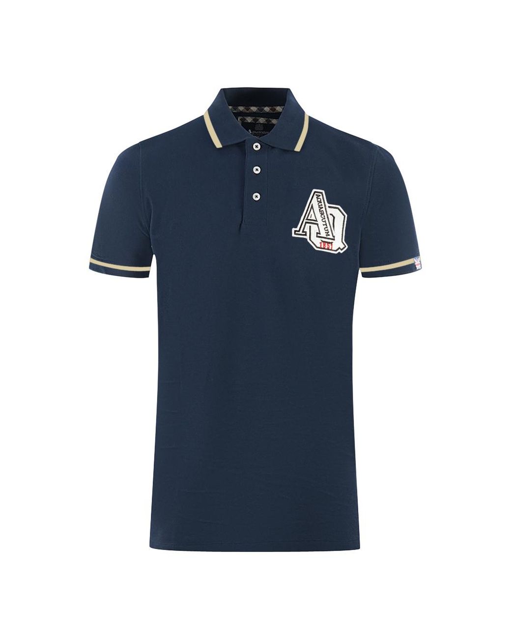 Aquascutum Blue Aq 1851 Embroidered Tipped Polo Shirt for men