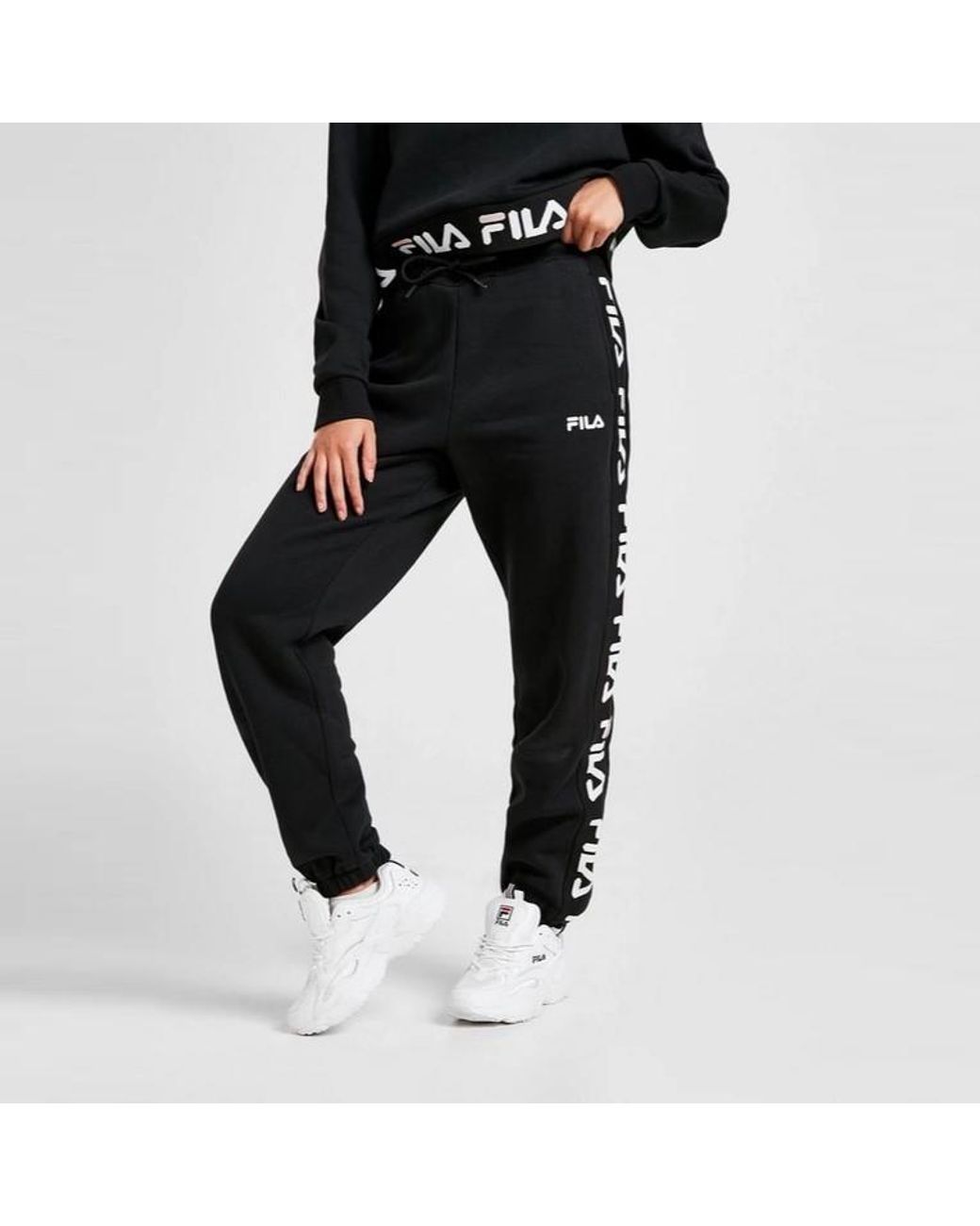 Fila Black Jacquared Pnl Pnt Joggers Cotton
