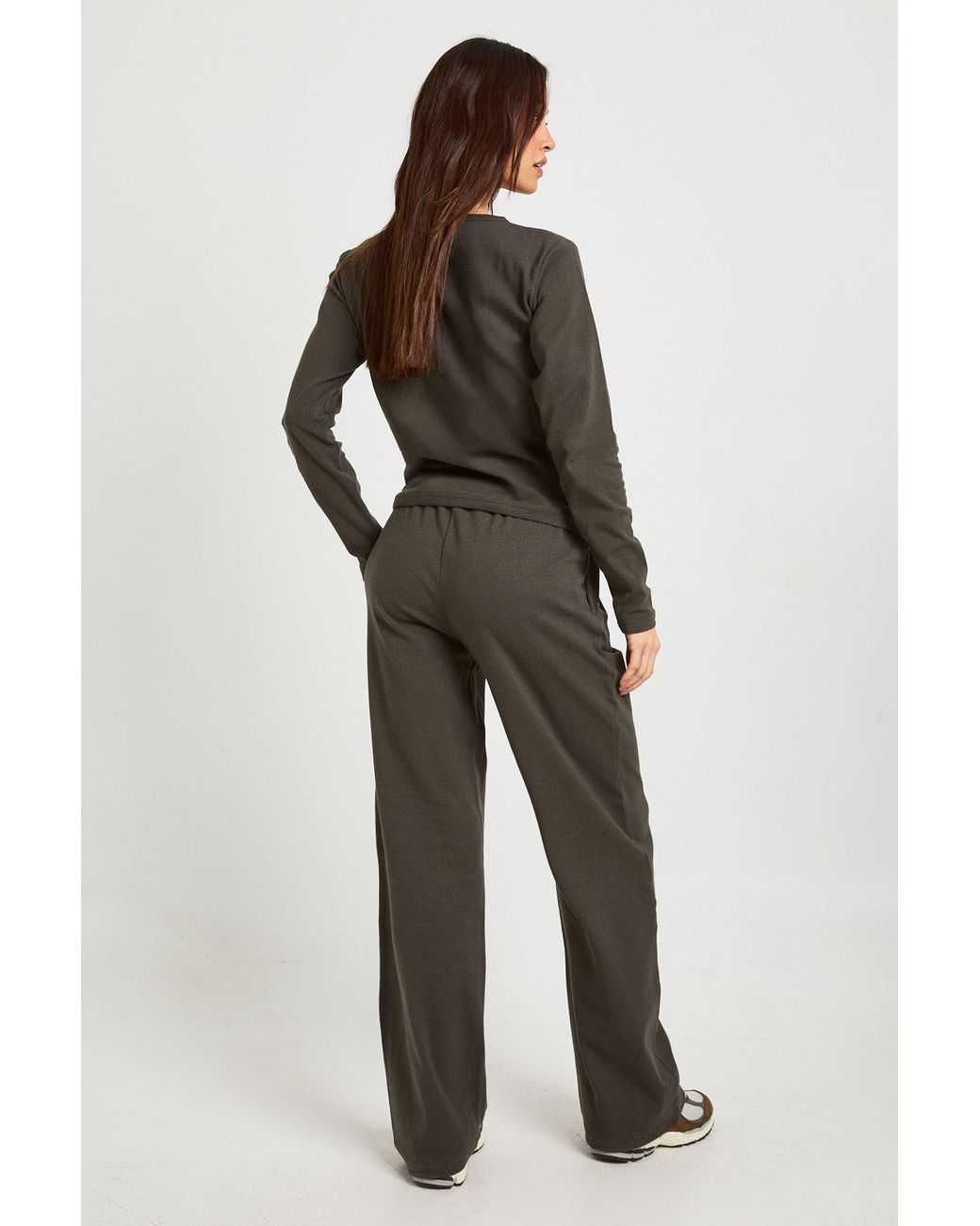Boohoo Multicolor Tall Cotton Button Through Crew Neck Top & Trouser Co Ord