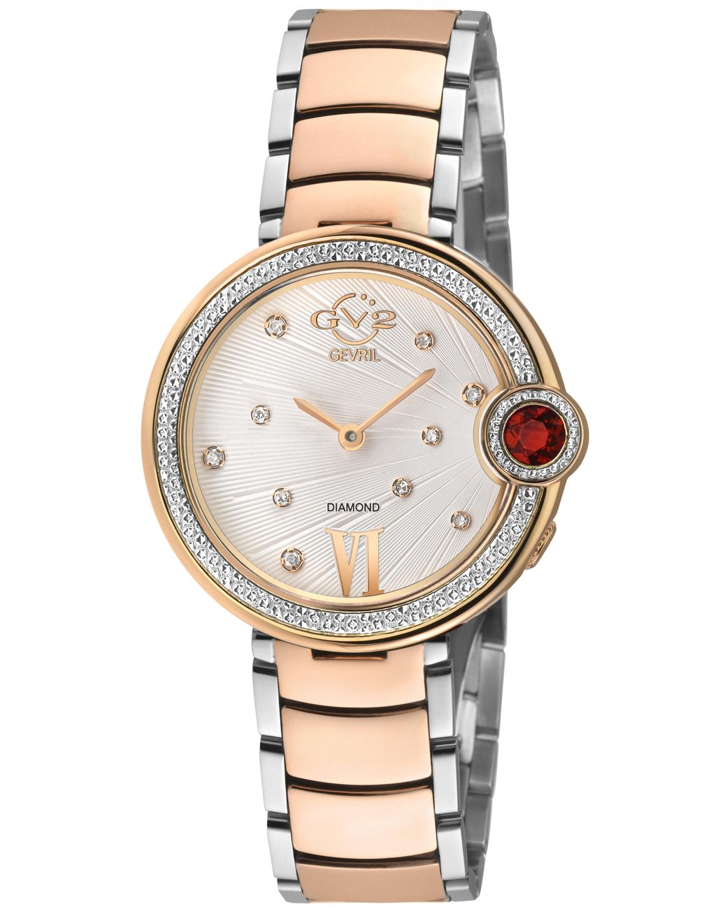 Gv2 Natural Perugia Diamond Watch, Iprg Case, Dial, Two-Toned Ss/Iprg Bracelet