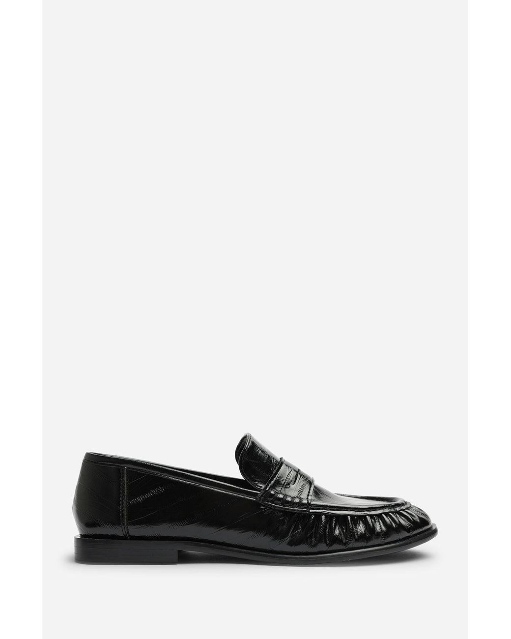 Where's That From Black Wheres Charleigh Wide Fit Ruched Detail Flat Penny Loafers
