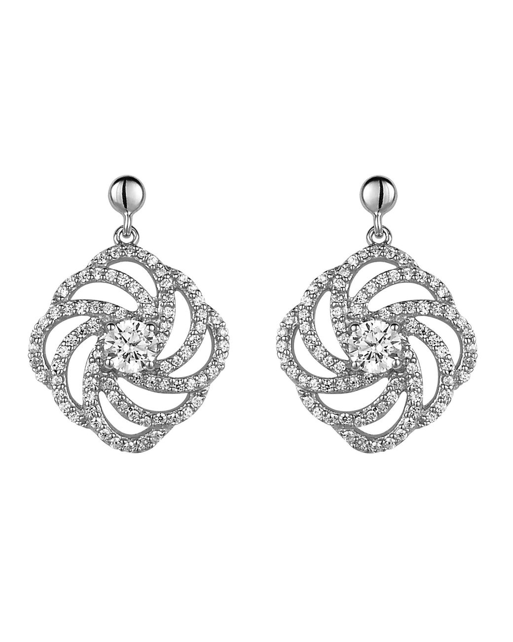 Orphelia Black Ladies Embellished 925 Sterling Drop Earrings