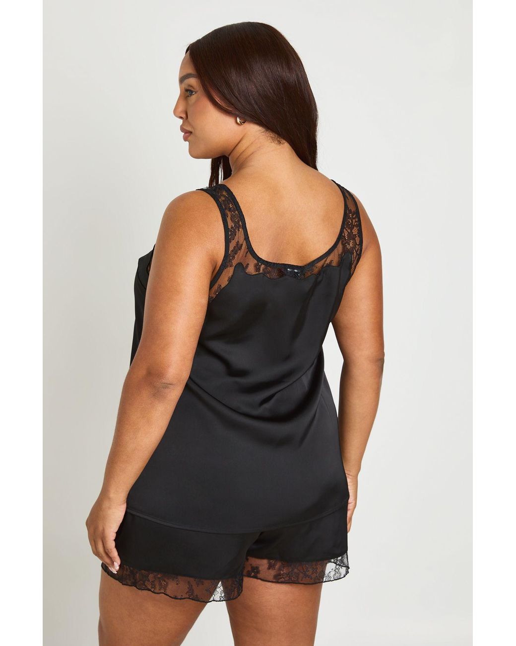 Boohoo Black Plus Scallop Lace Edge Cami Top