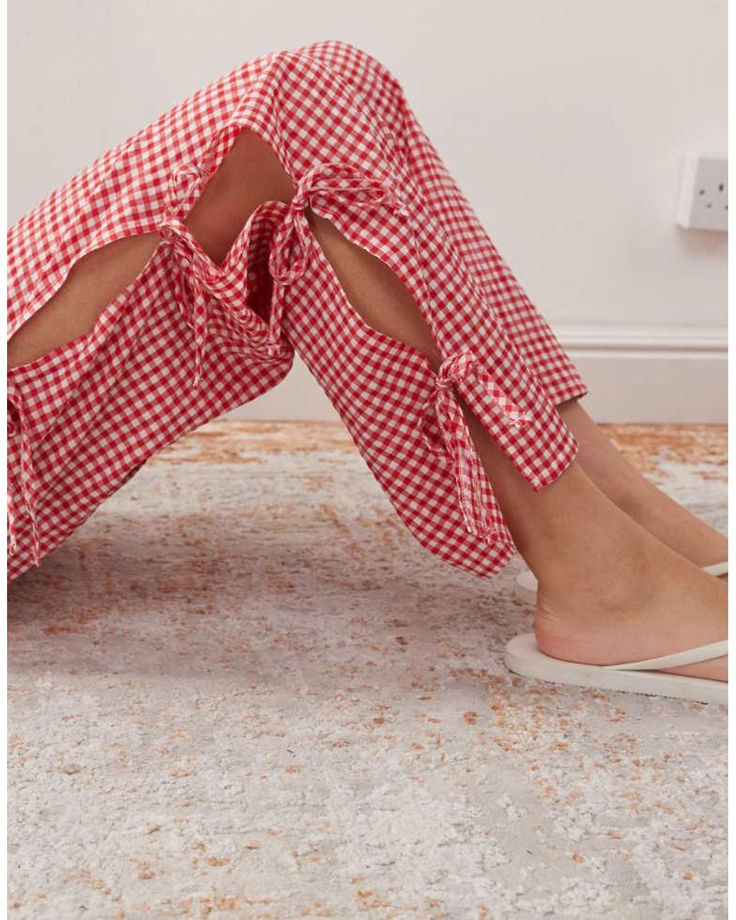 Noisy May Pink Wide Leg Side Tie Detail Trousers