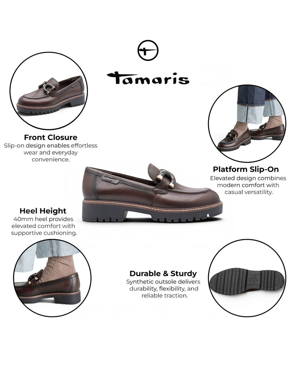 Tamaris Black Leather Loafer Comfort Shoes