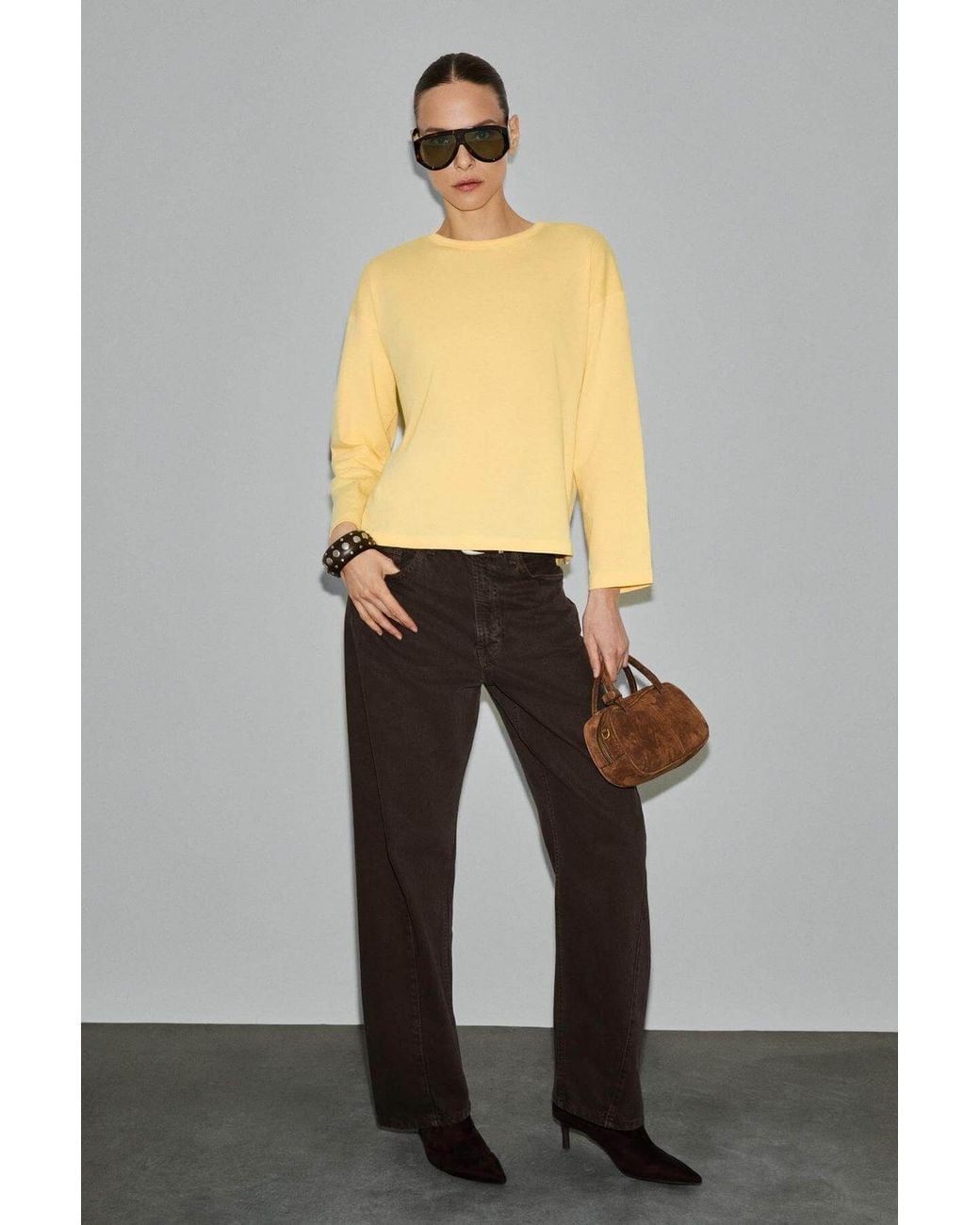 Grimelange Yellow Oversized Crew Neck T-Shirt