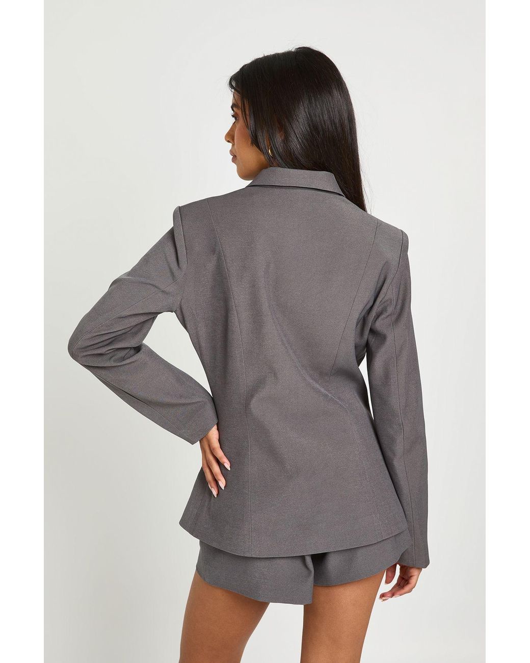 Boohoo Gray Collared Tailored Jacket