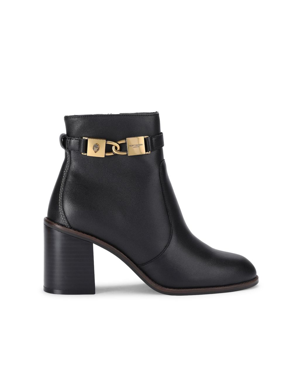 Kurt Geiger Black Leather Kingsley Block Ankle Boots