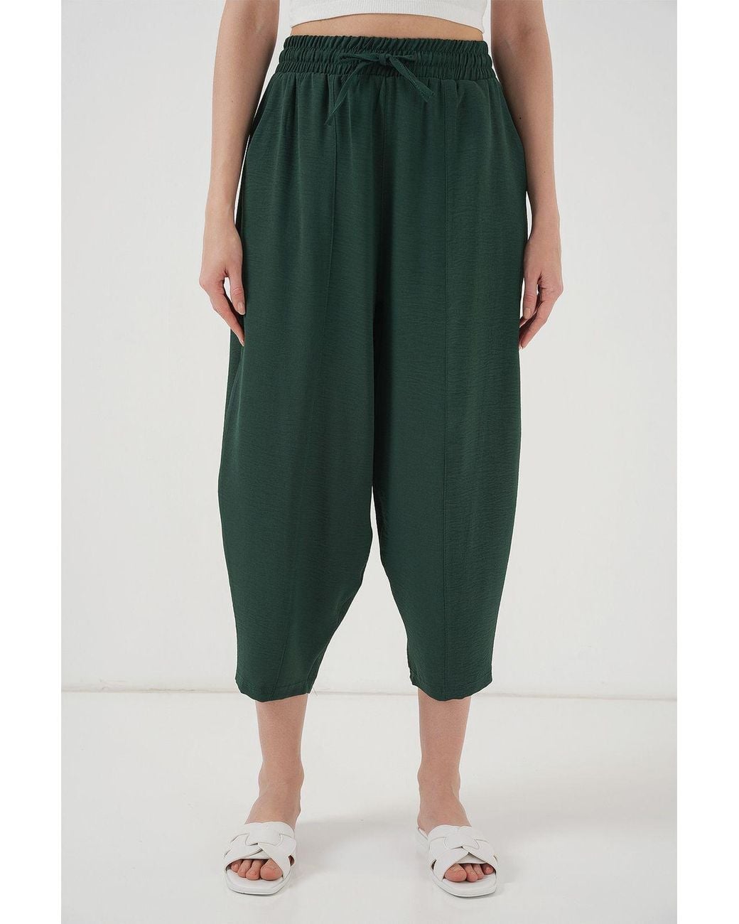 Bigdart Green Textured Salwar Pants With Drawstring Waist