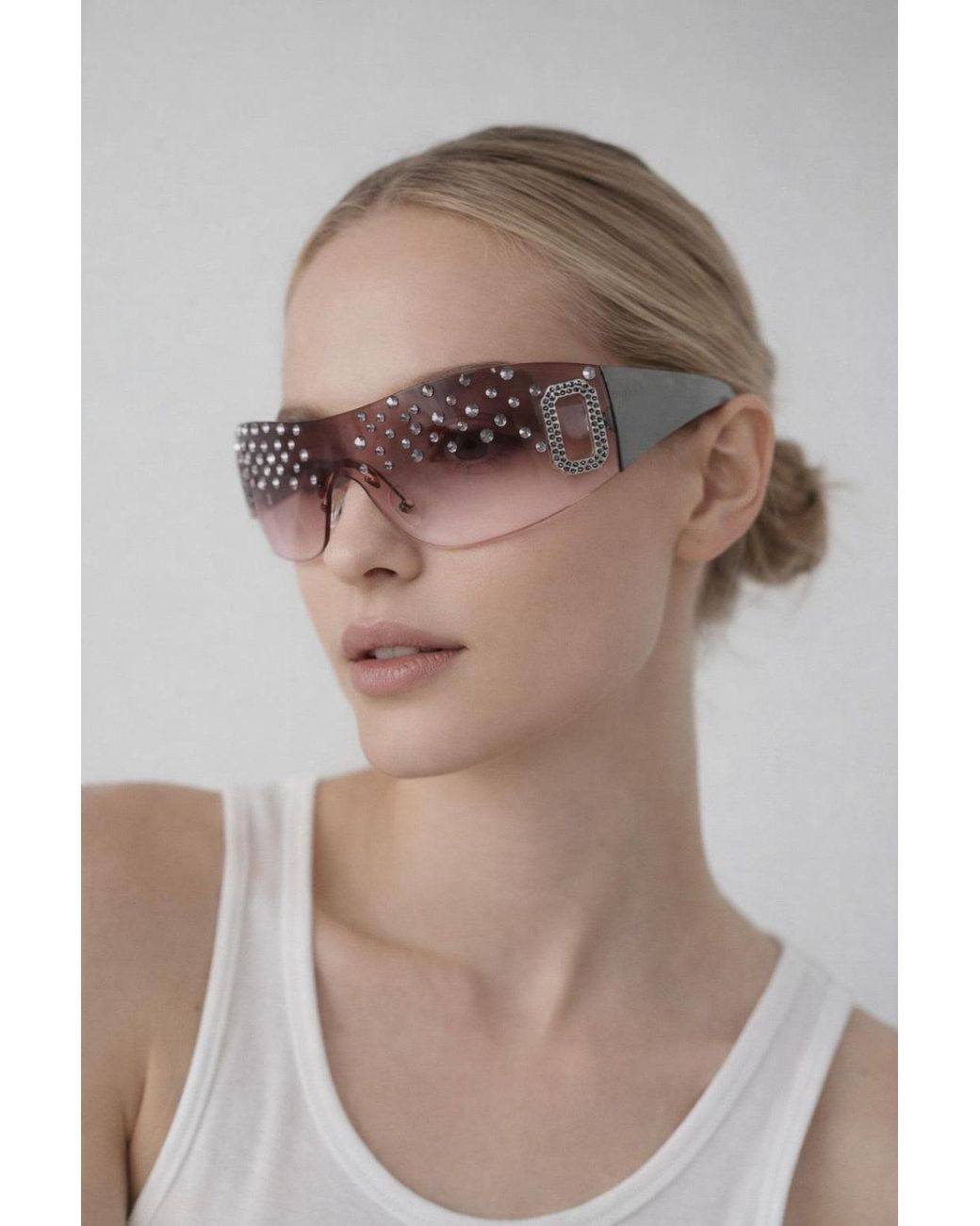 SVNX Pink Racer Diamante Sunglasses