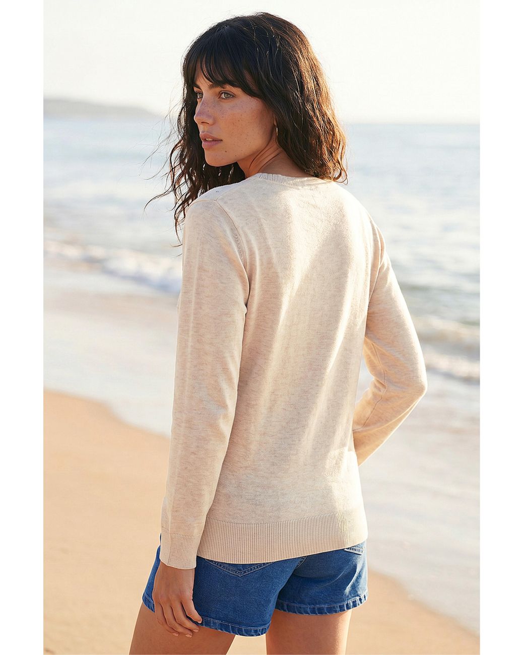 Roman Natural V-Neck Star Hotfix Jumper