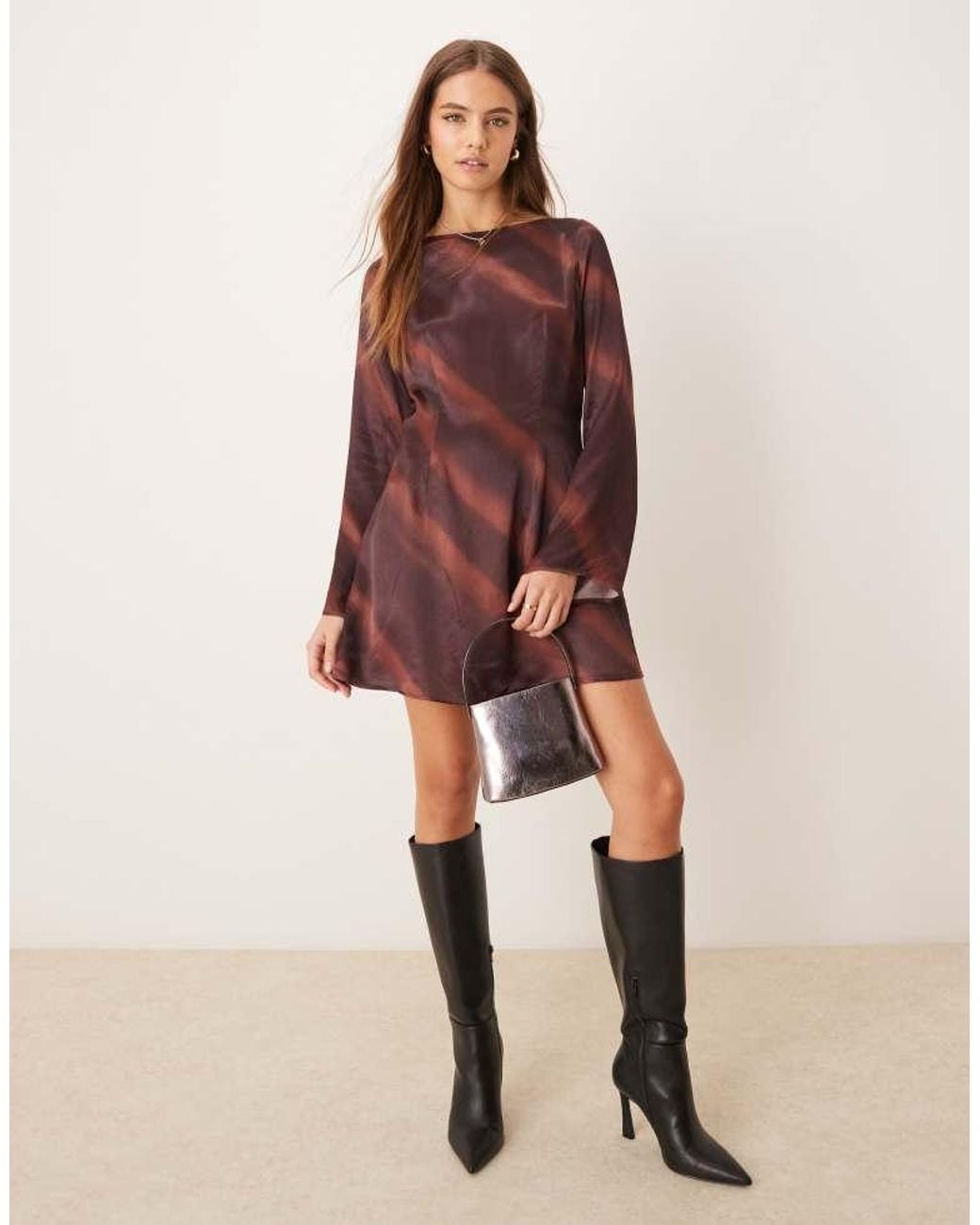 ASOS Purple Satin Angel Sleeve Slash Neck
