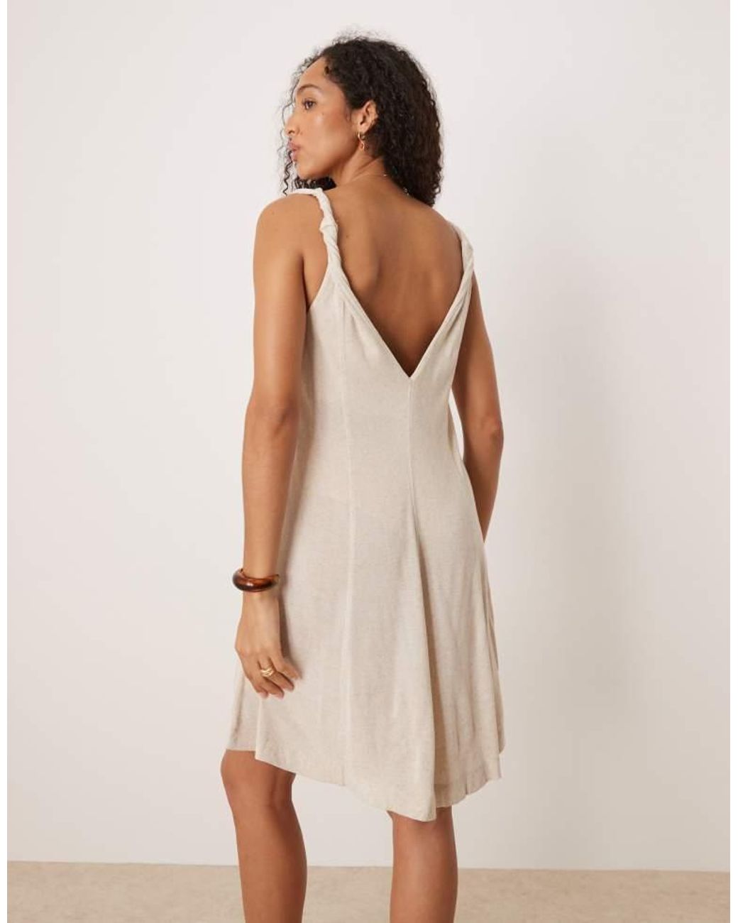 ASOS Natural Linen Look Sleeveless Tennis Mini Dress Is Cream