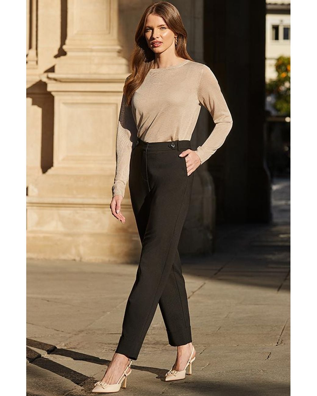 Sosandar Black Tapered Leg Trousers
